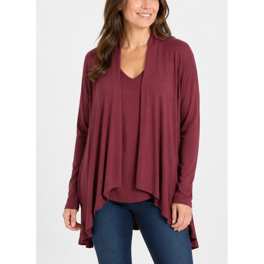 Athleta Nirvana Two Way Wrap Cardigan Womens M Burgundy Yoga Athleisure Casual